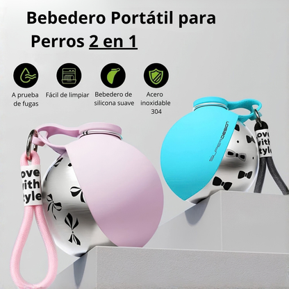 Bebedero portátil 2 en 1 para perros